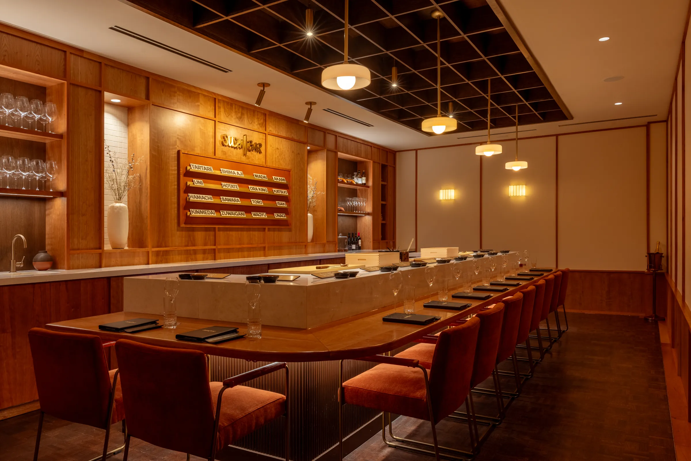 Twelve seats at the counter